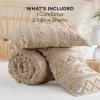 imageBedsure Boho Comforter Set Queen  Olive Green Tufted Queen Size Comforter 3 Pieces FarmhouseStyle Embroidery Bed Set Soft Fluffy Geometric Pattern Bedding for All Seasons09  Khaki  Elegant