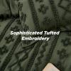 imageBedsure Boho Comforter Set Queen  Olive Green Tufted Queen Size Comforter 3 Pieces FarmhouseStyle Embroidery Bed Set Soft Fluffy Geometric Pattern Bedding for All Seasons14  Olive Green  Elegant