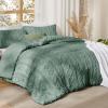 imageBedsure Boho Comforter Set Queen  Olive Green Tufted Queen Size Comforter 3 Pieces FarmhouseStyle Embroidery Bed Set Soft Fluffy Geometric Pattern Bedding for All Seasons14  Green  Elegant