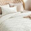 imageBedsure Boho Comforter Set Queen  Olive Green Tufted Queen Size Comforter 3 Pieces FarmhouseStyle Embroidery Bed Set Soft Fluffy Geometric Pattern Bedding for All Seasons03  Ivory  Diamond Like