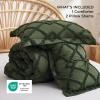 imageBedsure Boho Comforter Set Queen  Olive Green Tufted Queen Size Comforter 3 Pieces FarmhouseStyle Embroidery Bed Set Soft Fluffy Geometric Pattern Bedding for All Seasons05  Olive Green  Diamond Like