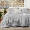 imageBedsure Boho Comforter Set Queen  Olive Green Tufted Queen Size Comforter 3 Pieces FarmhouseStyle Embroidery Bed Set Soft Fluffy Geometric Pattern Bedding for All Seasons18  Light Grey  Elegant