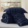 imageBedsure Boho Comforter Set Queen  Olive Green Tufted Queen Size Comforter 3 Pieces FarmhouseStyle Embroidery Bed Set Soft Fluffy Geometric Pattern Bedding for All Seasons22  Navy  Elegant