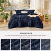 imageBedsure Boho Comforter Set Queen  Olive Green Tufted Queen Size Comforter 3 Pieces FarmhouseStyle Embroidery Bed Set Soft Fluffy Geometric Pattern Bedding for All Seasons22  Navy  Elegant