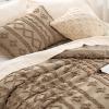 imageBedsure Boho Comforter Set Queen  Olive Green Tufted Queen Size Comforter 3 Pieces FarmhouseStyle Embroidery Bed Set Soft Fluffy Geometric Pattern Bedding for All Seasons10  Light Brown  Elegant