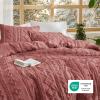 imageBedsure Boho Comforter Set Queen  Olive Green Tufted Queen Size Comforter 3 Pieces FarmhouseStyle Embroidery Bed Set Soft Fluffy Geometric Pattern Bedding for All Seasons25  Grayish Pink  Elegant