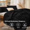 imageBedsure Boho Comforter Set Queen  Olive Green Tufted Queen Size Comforter 3 Pieces FarmhouseStyle Embroidery Bed Set Soft Fluffy Geometric Pattern Bedding for All Seasons20  Black  Elegant