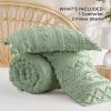 imageBedsure Boho Comforter Set Queen  Olive Green Tufted Queen Size Comforter 3 Pieces FarmhouseStyle Embroidery Bed Set Soft Fluffy Geometric Pattern Bedding for All Seasons13  Sage Green  Elegant