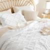 imageBedsure Boho Comforter Set Queen  Olive Green Tufted Queen Size Comforter 3 Pieces FarmhouseStyle Embroidery Bed Set Soft Fluffy Geometric Pattern Bedding for All Seasons02  White  Diamond Like