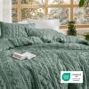 imageBedsure Boho Comforter Set Queen  Olive Green Tufted Queen Size Comforter 3 Pieces FarmhouseStyle Embroidery Bed Set Soft Fluffy Geometric Pattern Bedding for All Seasons14  Green  Elegant