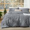 imageBedsure Boho Comforter Set Queen  Olive Green Tufted Queen Size Comforter 3 Pieces FarmhouseStyle Embroidery Bed Set Soft Fluffy Geometric Pattern Bedding for All Seasons17  Grey  Elegant