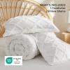 imageBedsure Boho Comforter Set Queen  Olive Green Tufted Queen Size Comforter 3 Pieces FarmhouseStyle Embroidery Bed Set Soft Fluffy Geometric Pattern Bedding for All Seasons02  White  Diamond Like