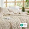 imageBedsure Boho Comforter Set Queen  Olive Green Tufted Queen Size Comforter 3 Pieces FarmhouseStyle Embroidery Bed Set Soft Fluffy Geometric Pattern Bedding for All Seasons01  Beige  Elegant