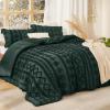 imageBedsure Boho Comforter Set Queen  Olive Green Tufted Queen Size Comforter 3 Pieces FarmhouseStyle Embroidery Bed Set Soft Fluffy Geometric Pattern Bedding for All Seasons15  Dark Green  Elegant