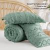 imageBedsure Boho Comforter Set Queen  Olive Green Tufted Queen Size Comforter 3 Pieces FarmhouseStyle Embroidery Bed Set Soft Fluffy Geometric Pattern Bedding for All Seasons14  Green  Elegant