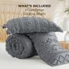 imageBedsure Boho Comforter Set Queen  Olive Green Tufted Queen Size Comforter 3 Pieces FarmhouseStyle Embroidery Bed Set Soft Fluffy Geometric Pattern Bedding for All Seasons17  Grey  Elegant