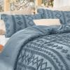 imageBedsure Boho Comforter Set Queen  Olive Green Tufted Queen Size Comforter 3 Pieces FarmhouseStyle Embroidery Bed Set Soft Fluffy Geometric Pattern Bedding for All Seasons21  Grayish Blue  Elegant