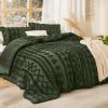 imageBedsure Boho Comforter Set Queen  Olive Green Tufted Queen Size Comforter 3 Pieces FarmhouseStyle Embroidery Bed Set Soft Fluffy Geometric Pattern Bedding for All Seasons14  Olive Green  Elegant