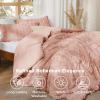 imageBedsure Boho Comforter Set Queen  Olive Green Tufted Queen Size Comforter 3 Pieces FarmhouseStyle Embroidery Bed Set Soft Fluffy Geometric Pattern Bedding for All Seasons24  Light Pink  Elegant