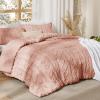 imageBedsure Boho Comforter Set Queen  Olive Green Tufted Queen Size Comforter 3 Pieces FarmhouseStyle Embroidery Bed Set Soft Fluffy Geometric Pattern Bedding for All Seasons24  Light Pink  Elegant