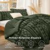 imageBedsure Boho Comforter Set Queen  Olive Green Tufted Queen Size Comforter 3 Pieces FarmhouseStyle Embroidery Bed Set Soft Fluffy Geometric Pattern Bedding for All Seasons14  Olive Green  Elegant