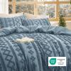 imageBedsure Boho Comforter Set Queen  Olive Green Tufted Queen Size Comforter 3 Pieces FarmhouseStyle Embroidery Bed Set Soft Fluffy Geometric Pattern Bedding for All Seasons21  Grayish Blue  Elegant