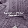 imageBedsure Boho Comforter Set Queen  Olive Green Tufted Queen Size Comforter 3 Pieces FarmhouseStyle Embroidery Bed Set Soft Fluffy Geometric Pattern Bedding for All Seasons26  Grayish Purple  Elegant