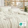 imageBedsure Boho Comforter Set Queen  Olive Green Tufted Queen Size Comforter 3 Pieces FarmhouseStyle Embroidery Bed Set Soft Fluffy Geometric Pattern Bedding for All Seasons11  Ivory  Elegant