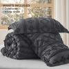 imageBedsure Boho Comforter Set Queen  Olive Green Tufted Queen Size Comforter 3 Pieces FarmhouseStyle Embroidery Bed Set Soft Fluffy Geometric Pattern Bedding for All Seasons19  Dark Grey  Elegant