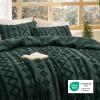 imageBedsure Boho Comforter Set Queen  Olive Green Tufted Queen Size Comforter 3 Pieces FarmhouseStyle Embroidery Bed Set Soft Fluffy Geometric Pattern Bedding for All Seasons15  Dark Green  Elegant