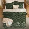 imageBedsure Boho Comforter Set Queen  Olive Green Tufted Queen Size Comforter 3 Pieces FarmhouseStyle Embroidery Bed Set Soft Fluffy Geometric Pattern Bedding for All Seasons05  Olive Green  Diamond Like