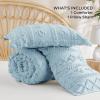 imageBedsure Boho Comforter Set Queen  Olive Green Tufted Queen Size Comforter 3 Pieces FarmhouseStyle Embroidery Bed Set Soft Fluffy Geometric Pattern Bedding for All Seasons20  Light Blue  Elegant