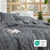 imageBedsure Boho Comforter Set Queen  Olive Green Tufted Queen Size Comforter 3 Pieces FarmhouseStyle Embroidery Bed Set Soft Fluffy Geometric Pattern Bedding for All Seasons17  Grey  Elegant