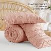 imageBedsure Boho Comforter Set Queen  Olive Green Tufted Queen Size Comforter 3 Pieces FarmhouseStyle Embroidery Bed Set Soft Fluffy Geometric Pattern Bedding for All Seasons24  Light Pink  Elegant