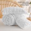imageBedsure Boho Comforter Set Queen  Olive Green Tufted Queen Size Comforter 3 Pieces FarmhouseStyle Embroidery Bed Set Soft Fluffy Geometric Pattern Bedding for All Seasons02  Bright White  Elegant