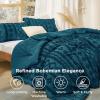 imageBedsure Boho Comforter Set Queen  Olive Green Tufted Queen Size Comforter 3 Pieces FarmhouseStyle Embroidery Bed Set Soft Fluffy Geometric Pattern Bedding for All Seasons16  Teal  Elegant
