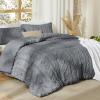 imageBedsure Boho Comforter Set Queen  Olive Green Tufted Queen Size Comforter 3 Pieces FarmhouseStyle Embroidery Bed Set Soft Fluffy Geometric Pattern Bedding for All Seasons17  Grey  Elegant