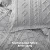 imageBedsure Boho Comforter Set Queen  Olive Green Tufted Queen Size Comforter 3 Pieces FarmhouseStyle Embroidery Bed Set Soft Fluffy Geometric Pattern Bedding for All Seasons18  Light Grey  Elegant