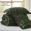 imageBedsure Boho Comforter Set Queen  Olive Green Tufted Queen Size Comforter 3 Pieces FarmhouseStyle Embroidery Bed Set Soft Fluffy Geometric Pattern Bedding for All Seasons14  Olive Green  Elegant