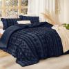 imageBedsure Boho Comforter Set Queen  Olive Green Tufted Queen Size Comforter 3 Pieces FarmhouseStyle Embroidery Bed Set Soft Fluffy Geometric Pattern Bedding for All Seasons22  Navy  Elegant
