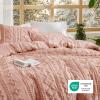 imageBedsure Boho Comforter Set Queen  Olive Green Tufted Queen Size Comforter 3 Pieces FarmhouseStyle Embroidery Bed Set Soft Fluffy Geometric Pattern Bedding for All Seasons24  Light Pink  Elegant
