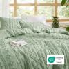 imageBedsure Boho Comforter Set Queen  Olive Green Tufted Queen Size Comforter 3 Pieces FarmhouseStyle Embroidery Bed Set Soft Fluffy Geometric Pattern Bedding for All Seasons13  Sage Green  Elegant