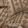 imageBedsure Boho Comforter Set Queen  Olive Green Tufted Queen Size Comforter 3 Pieces FarmhouseStyle Embroidery Bed Set Soft Fluffy Geometric Pattern Bedding for All Seasons10  Light Brown  Elegant