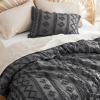 imageBedsure Boho Comforter Set Queen  Olive Green Tufted Queen Size Comforter 3 Pieces FarmhouseStyle Embroidery Bed Set Soft Fluffy Geometric Pattern Bedding for All Seasons19  Dark Grey  Elegant