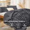 imageBedsure Boho Comforter Set Queen  Olive Green Tufted Queen Size Comforter 3 Pieces FarmhouseStyle Embroidery Bed Set Soft Fluffy Geometric Pattern Bedding for All Seasons19  Dark Grey  Elegant