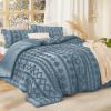 imageBedsure Boho Comforter Set Queen  Olive Green Tufted Queen Size Comforter 3 Pieces FarmhouseStyle Embroidery Bed Set Soft Fluffy Geometric Pattern Bedding for All Seasons21  Grayish Blue  Elegant
