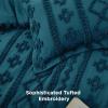 imageBedsure Boho Comforter Set Queen  Olive Green Tufted Queen Size Comforter 3 Pieces FarmhouseStyle Embroidery Bed Set Soft Fluffy Geometric Pattern Bedding for All Seasons16  Teal  Elegant