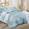 imageBedsure Boho Comforter Set Queen  Olive Green Tufted Queen Size Comforter 3 Pieces FarmhouseStyle Embroidery Bed Set Soft Fluffy Geometric Pattern Bedding for All Seasons20  Light Blue  Elegant