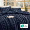 imageBedsure Boho Comforter Set Queen  Olive Green Tufted Queen Size Comforter 3 Pieces FarmhouseStyle Embroidery Bed Set Soft Fluffy Geometric Pattern Bedding for All Seasons22  Navy  Elegant