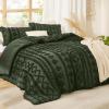 imageBedsure Boho Comforter Set Queen  Olive Green Tufted Queen Size Comforter 3 Pieces FarmhouseStyle Embroidery Bed Set Soft Fluffy Geometric Pattern Bedding for All Seasons14  Olive Green  Elegant